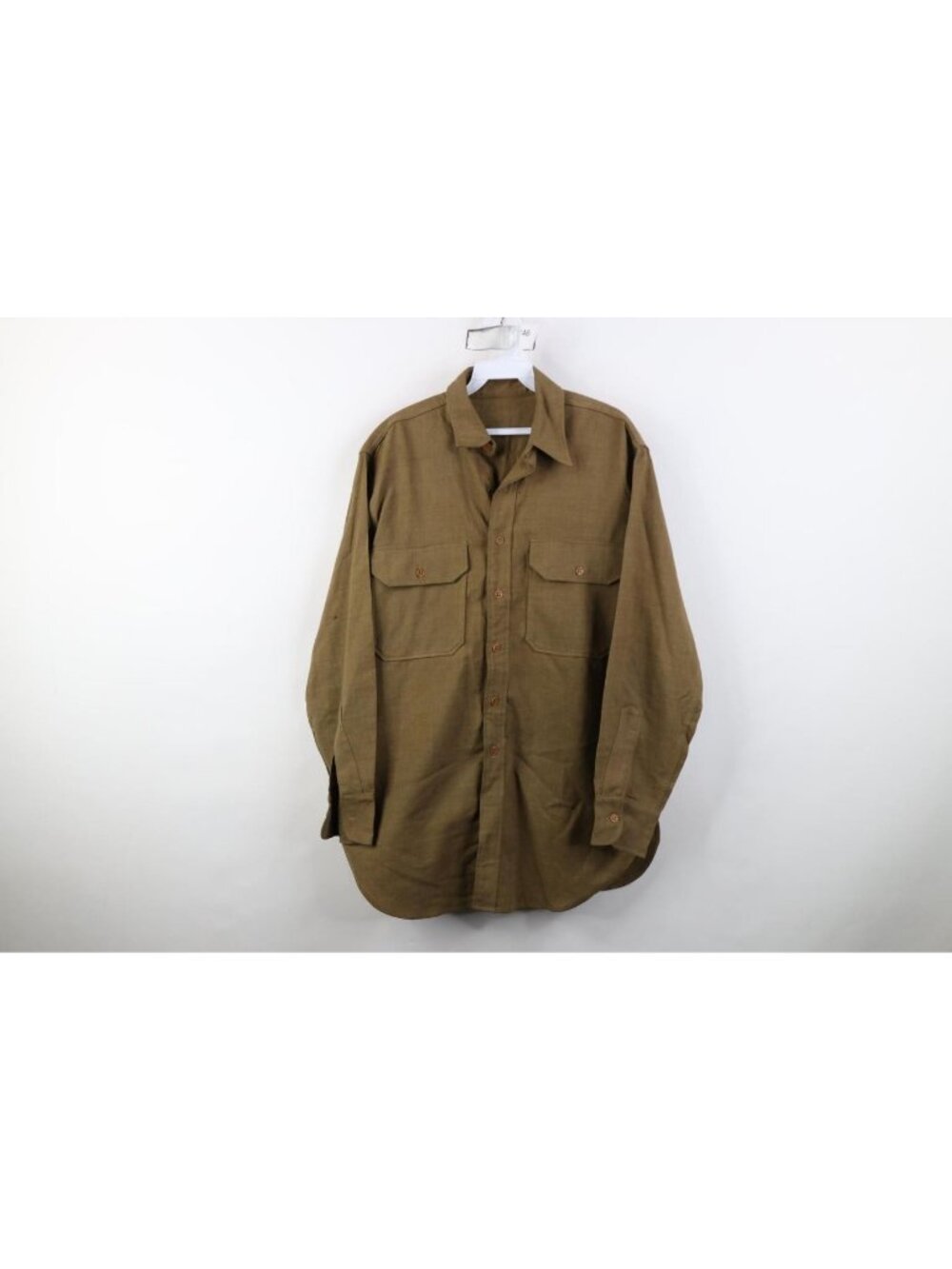 Vtg 40s WWII Mens 15.5 33 Distressed Wool Military Field Button Shirt USGI USA